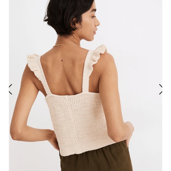 Madewell Ruffle-Strap Button-Front Sweater Tank, pink, size XS - Picture 9 of 9